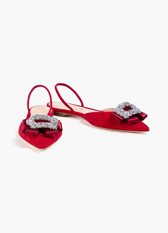 TheOutnet RUPERT SANDERSON Sabine crystal-embellished suede slingback point-toe flats