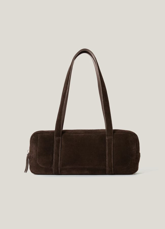 Jigsaw Baguette Suede Shoulder Bag, Brown