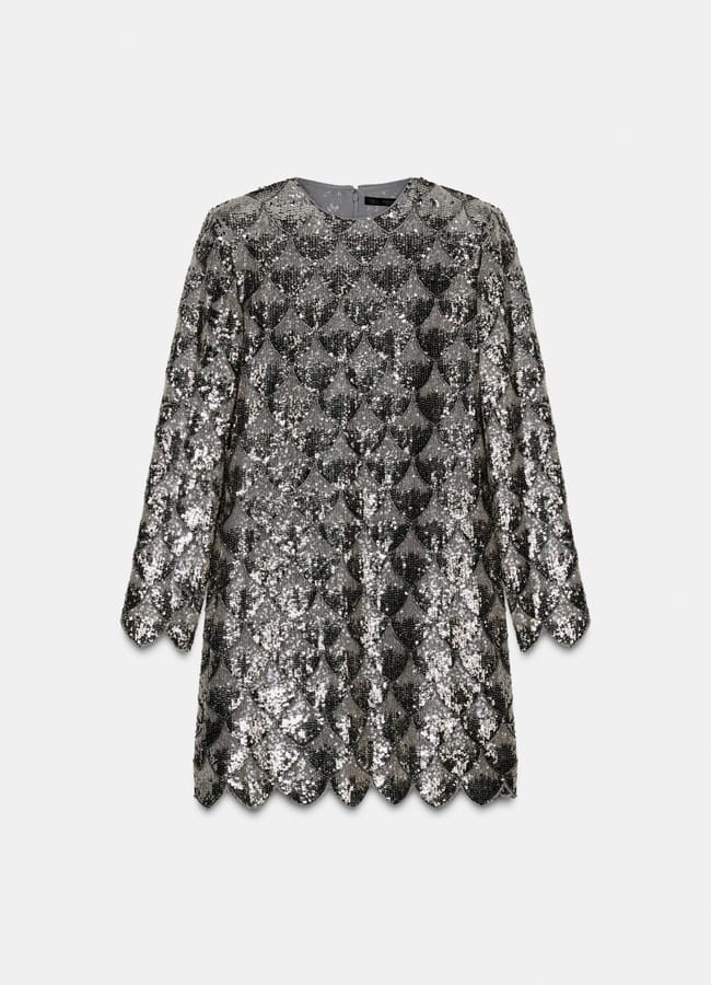 zara ZW COLLECTION SHORT SEQUIN DRESS in silver