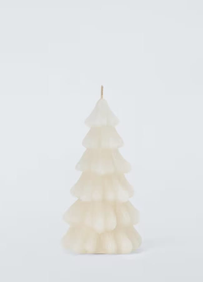 white christmas tree shaped candle
