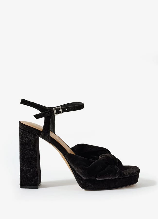 Mint Velvet Black Amy Velvet Platform High Heels