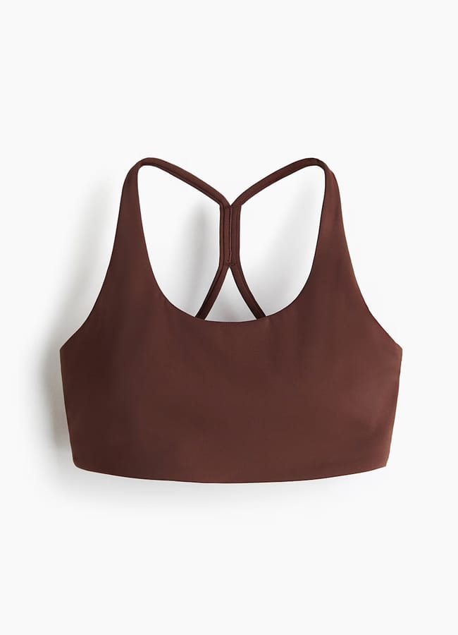 brown padded sports bra