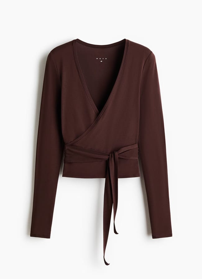 brown sports wrap top
