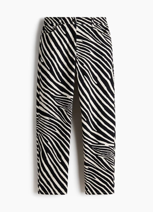 zebra Barrel-leg twill trousers