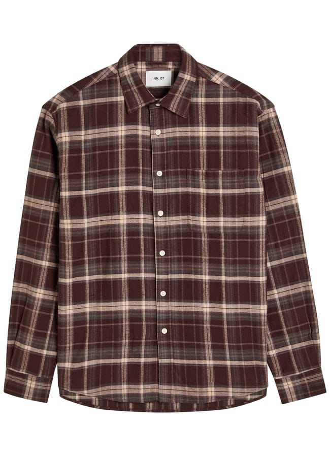 Deon plaid cotton shirt in brown tones