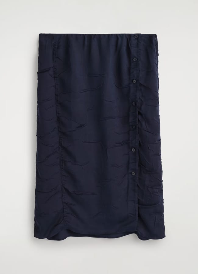 navy Cos GATHERED CRINKLED MIDI SKIRT