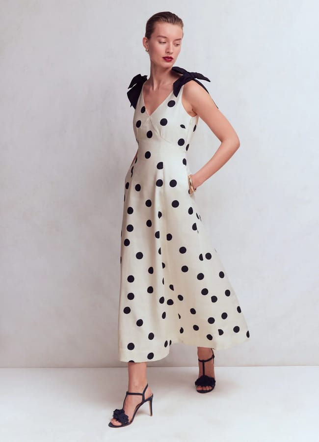 Bow Detail Empire spotty Dress