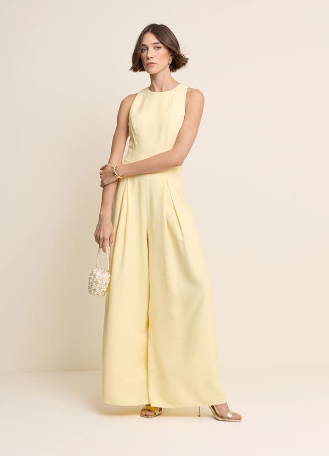 Butter Yellow Sleeveless Reign Wide Leg Jumpsuit £140