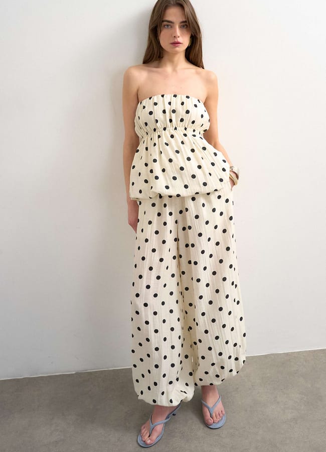 Co ord polka dot balloon trouser in white