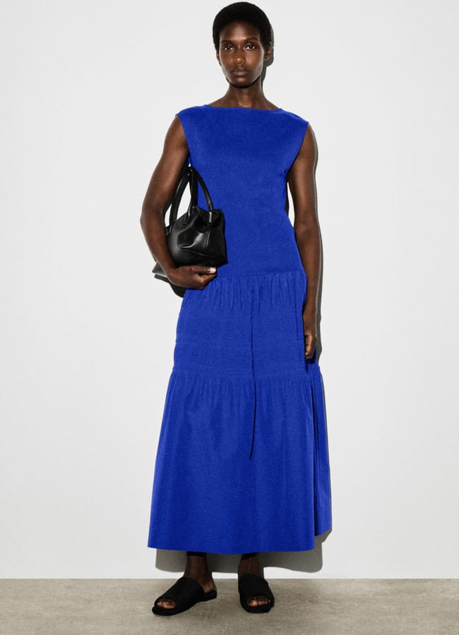 cos TIERED GATHERED MIDI DRESS £85