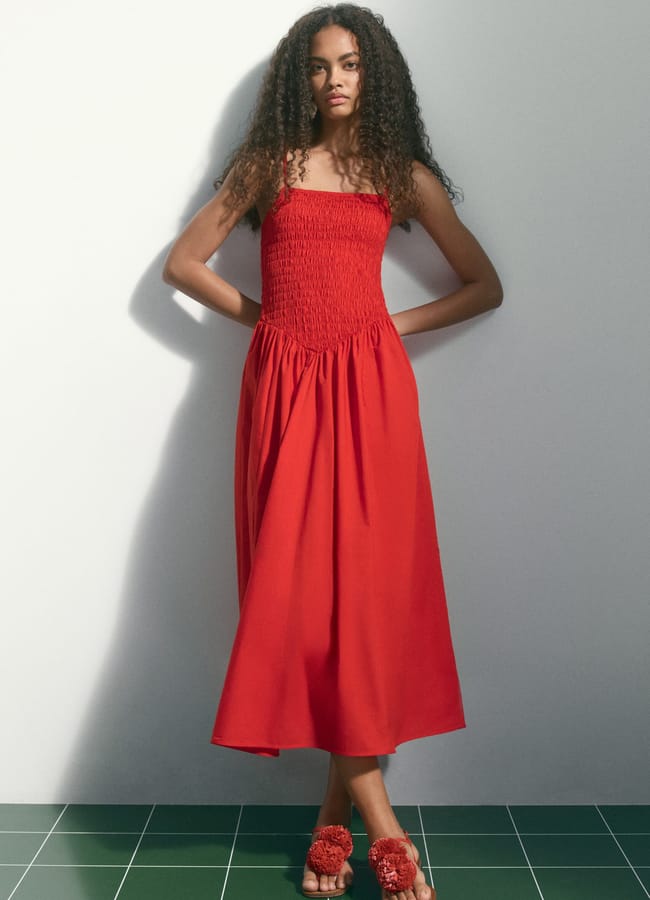 summer dress hm Smocked flared-skirt dress