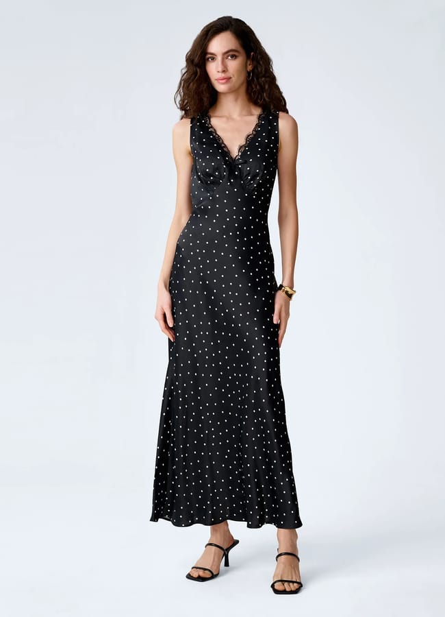 Jennifer Dress in Black Polka Dot