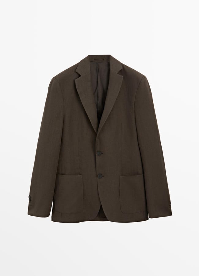 brown MD Linen suit blazer