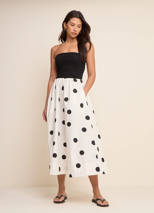 NC Ivory Polka Dot Midi Skirt £65