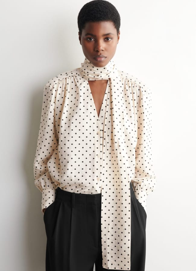 scarf-detail-polka-dot-shirt