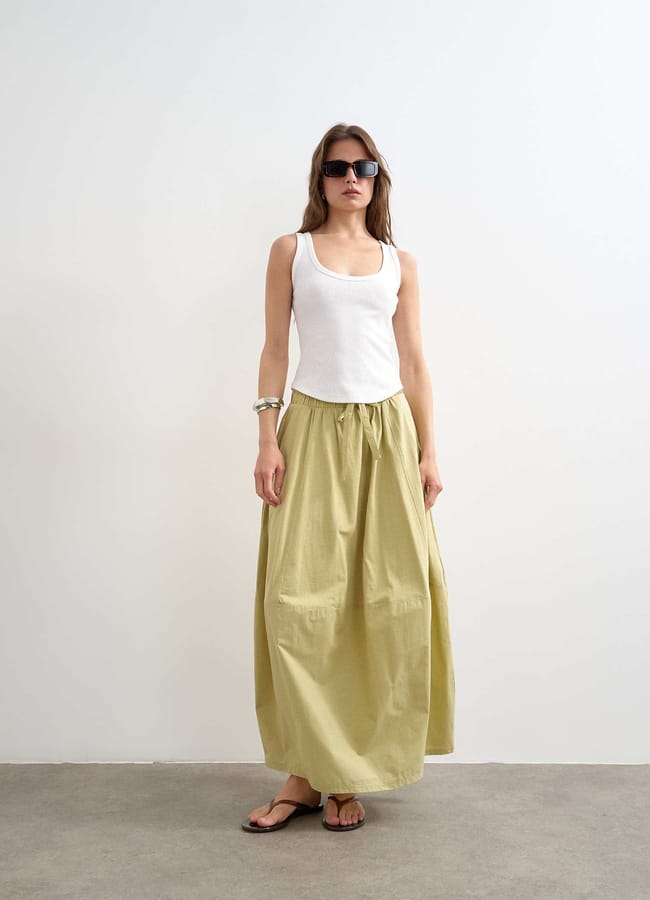 Topshop Hybrid balloon maxi skirt in khaki £36