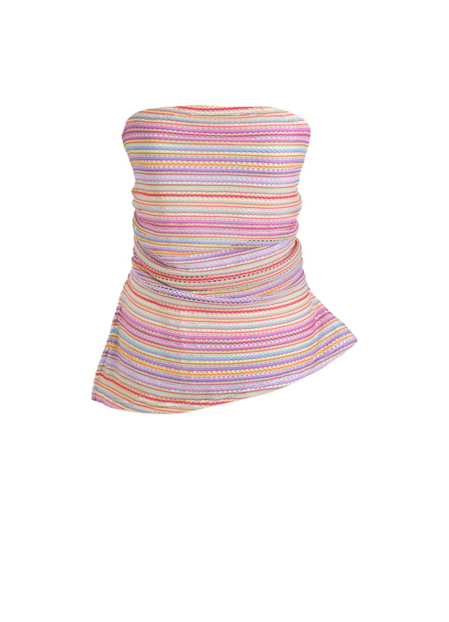 multicoloured bandeau striped top
