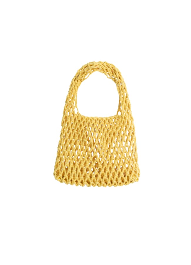 yellow crochet bag
