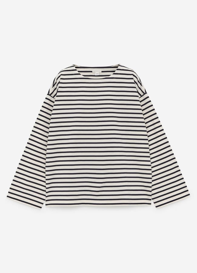 Arket Long-Sleeve T-Shirt in black and white stripe