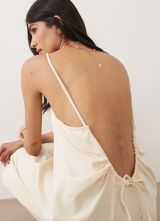 ASOS DESIGN low scoop back maxi cami dress in cream