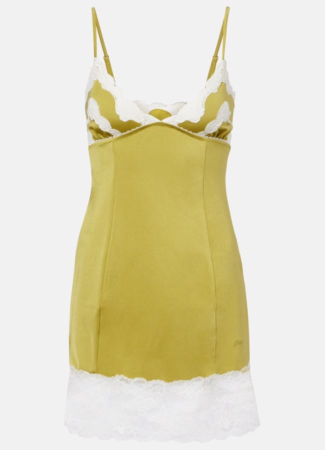 green and white Chloé Lace-trimmed slip dress