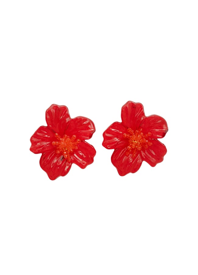 red flower earrings