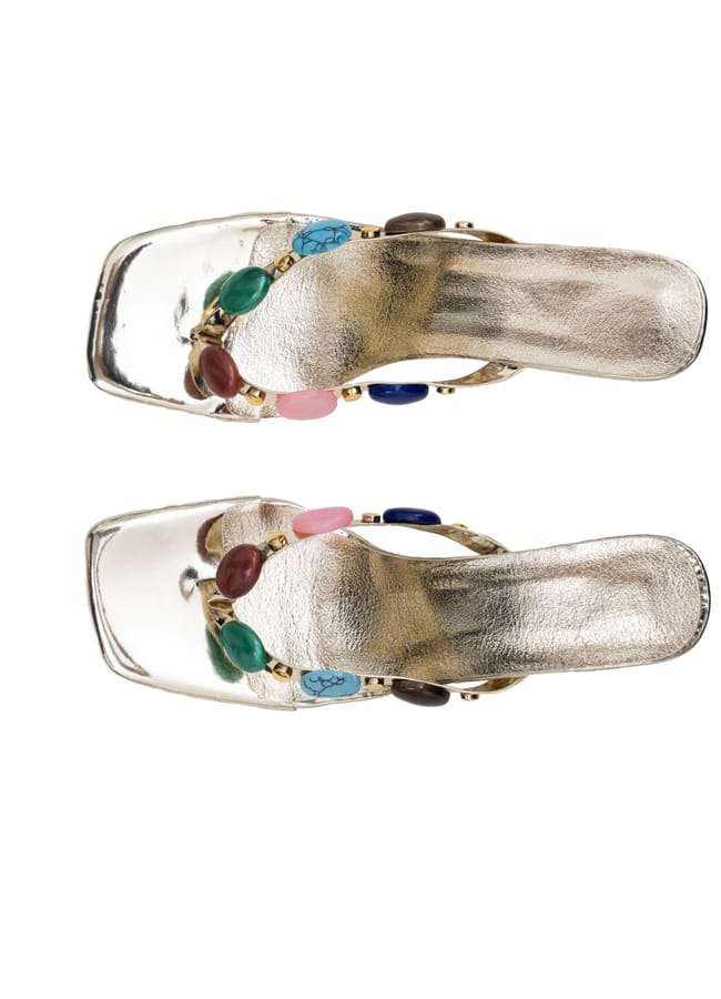 beaded gold shoes