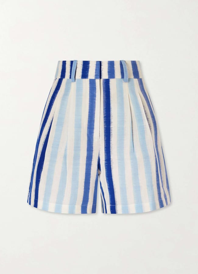 blue striped cotton shorts