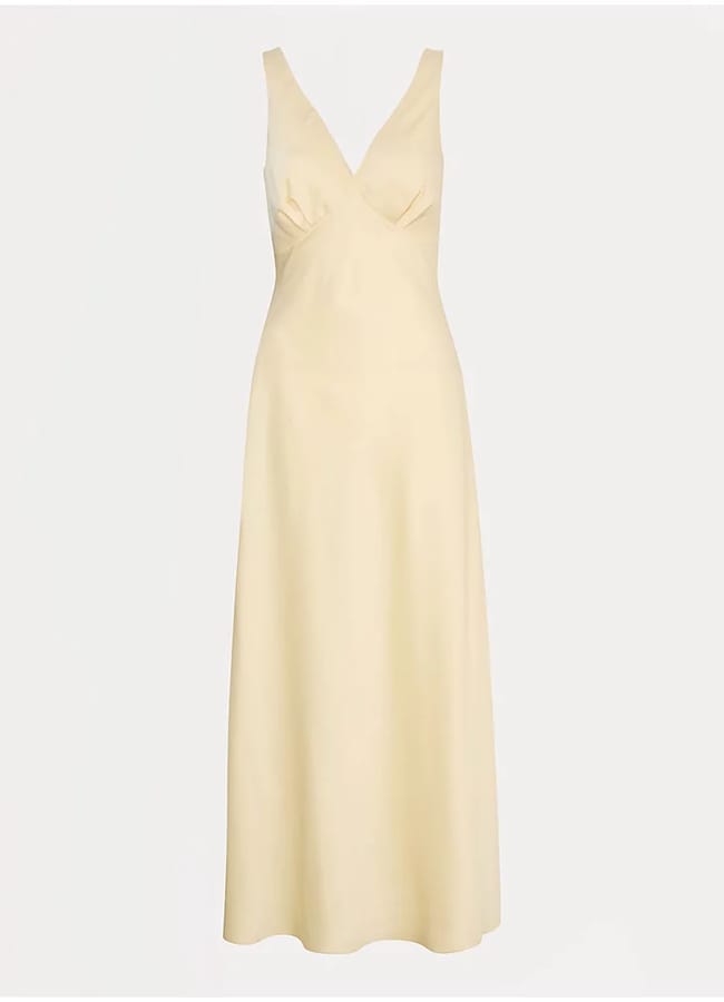 George Buttermilk Plunge Sleeveless Satin Maxi Dress