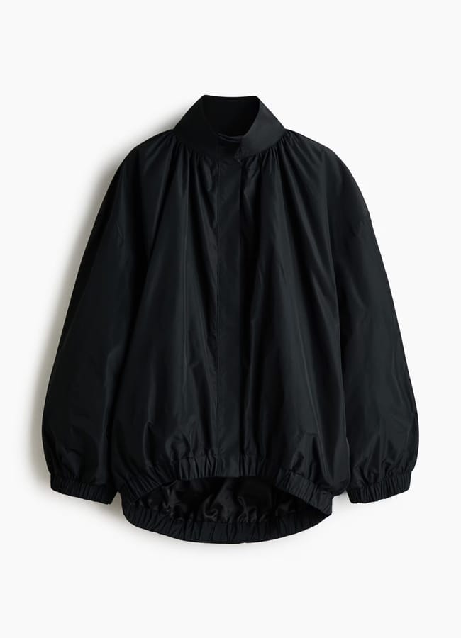 H&M Oversized jacket with high neck in black