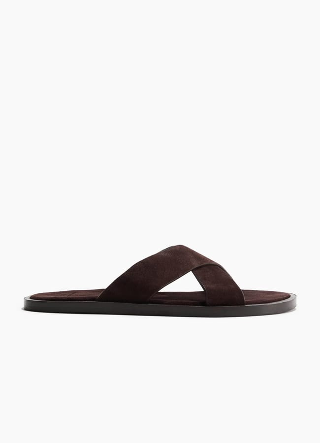 dark brown suede mens sandal
