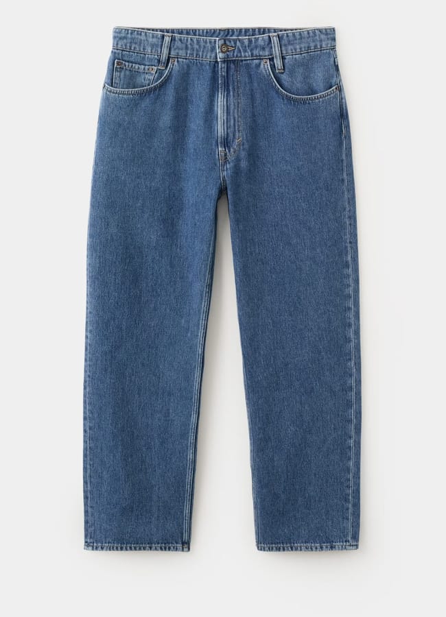 blue denim Mango 100% cotton relaxed fit jeans
