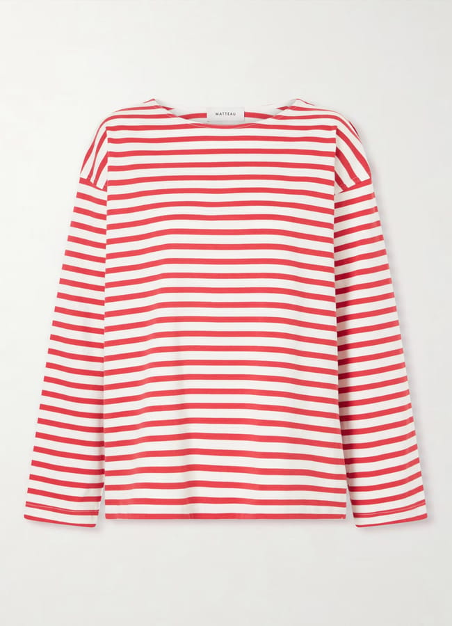 red and white striped MATTEAU Breton striped cotton-jersey T-shirt