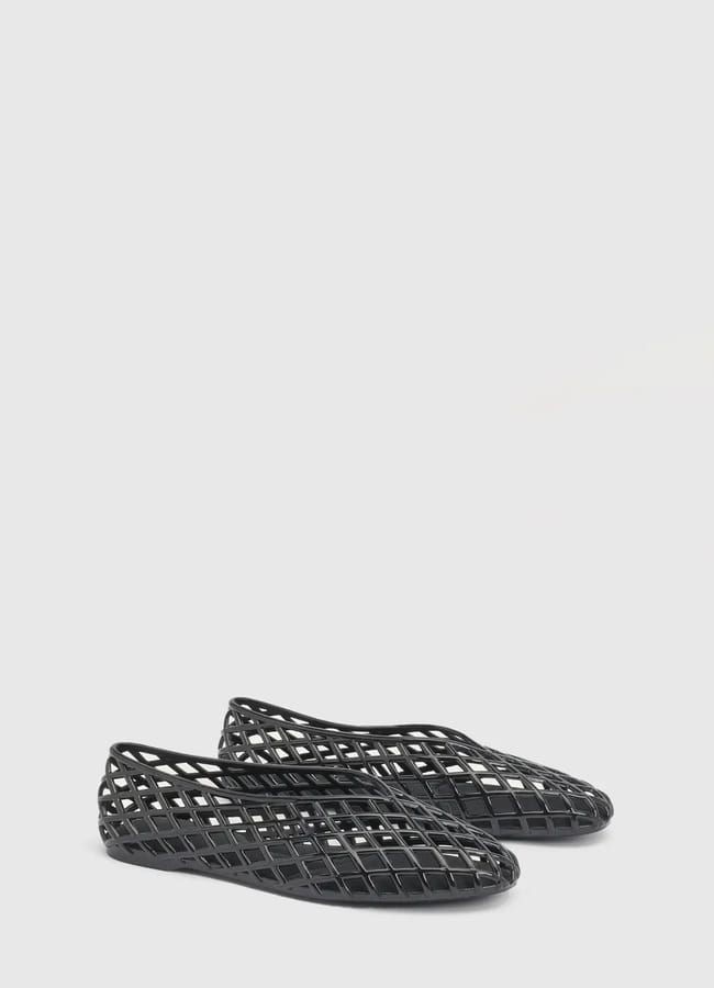 Oasis Lena Jelly Cutwork Ballet Pumps in black