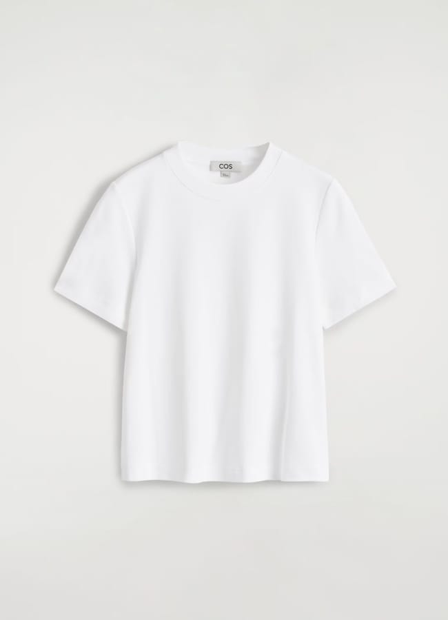 white clean cut t-shirt