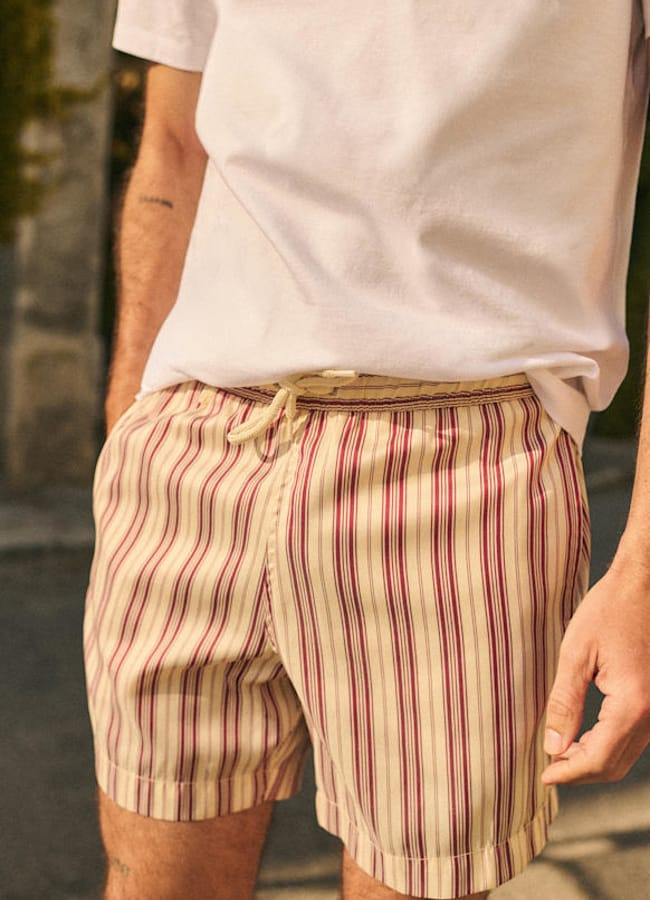 close up of Rob Swim Short Ecru / Rust £80