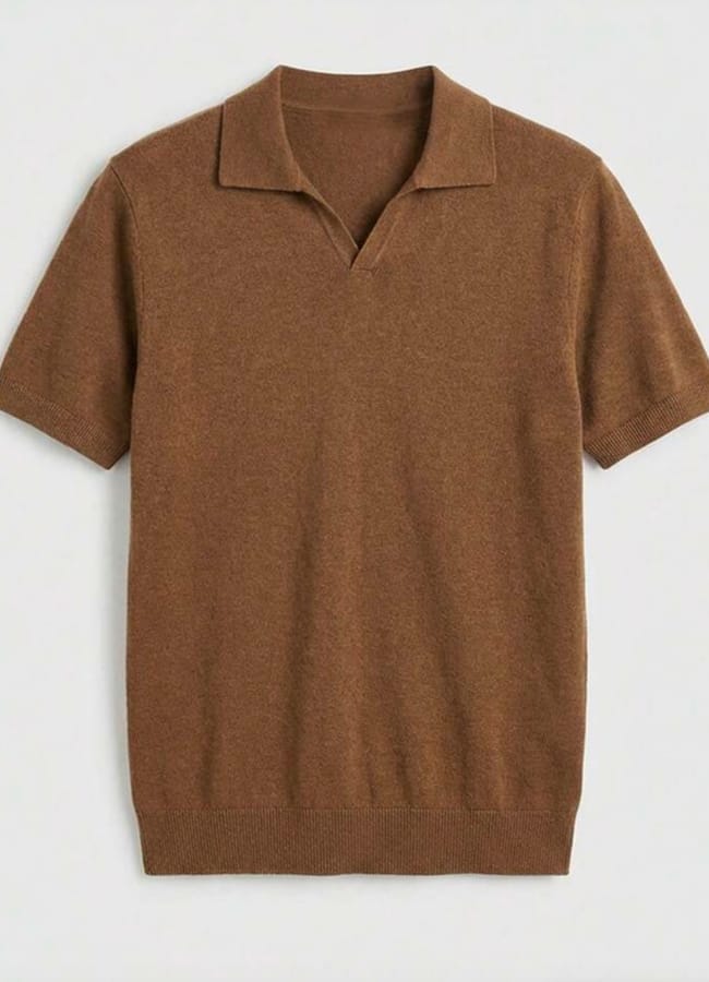 shein Manfinity CityGents Men's Brown Color Raglan Short Sleeve Casual Everyday