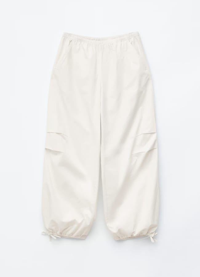 white stories Parachute Trousers