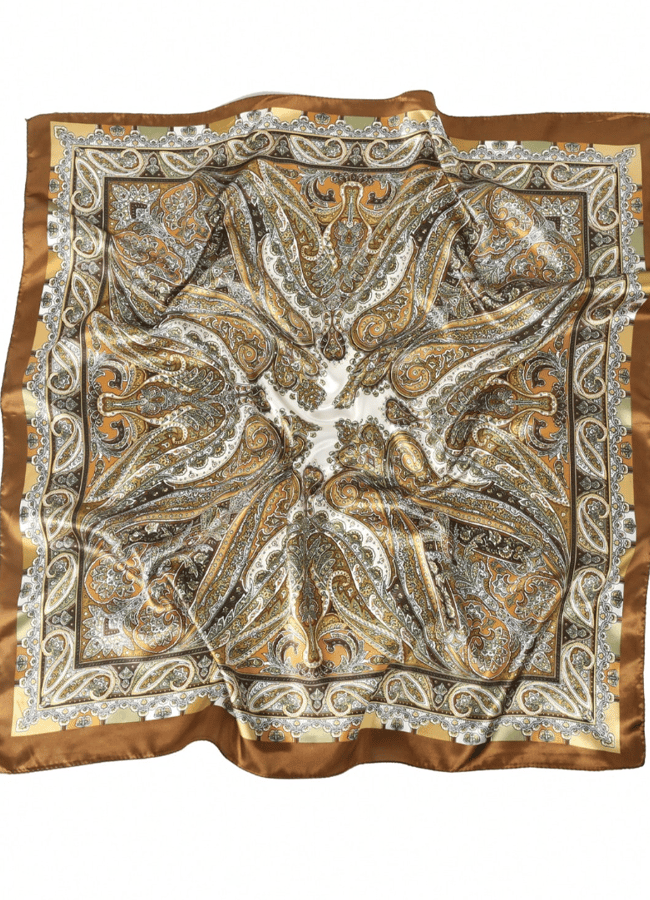 brown and cream vintage style paisley print bandana scarf