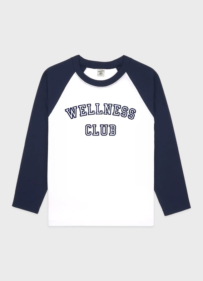 Wellness Club Baseball Tee - White/Navy