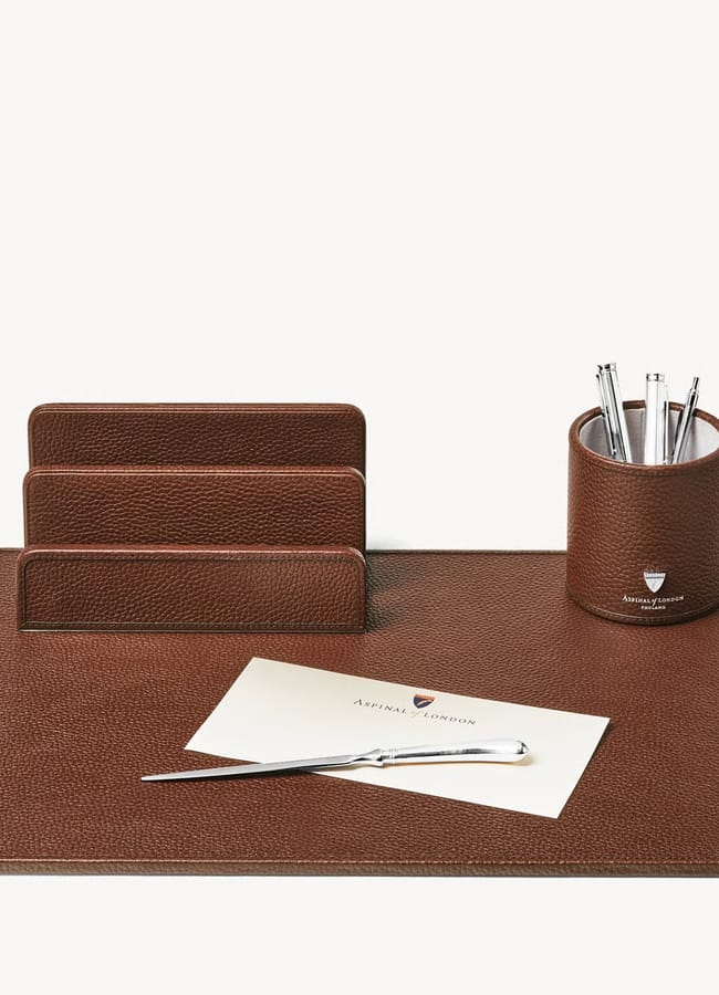 ASPINAL OF LONDON A3 Desk Pad Tobacco Pebble