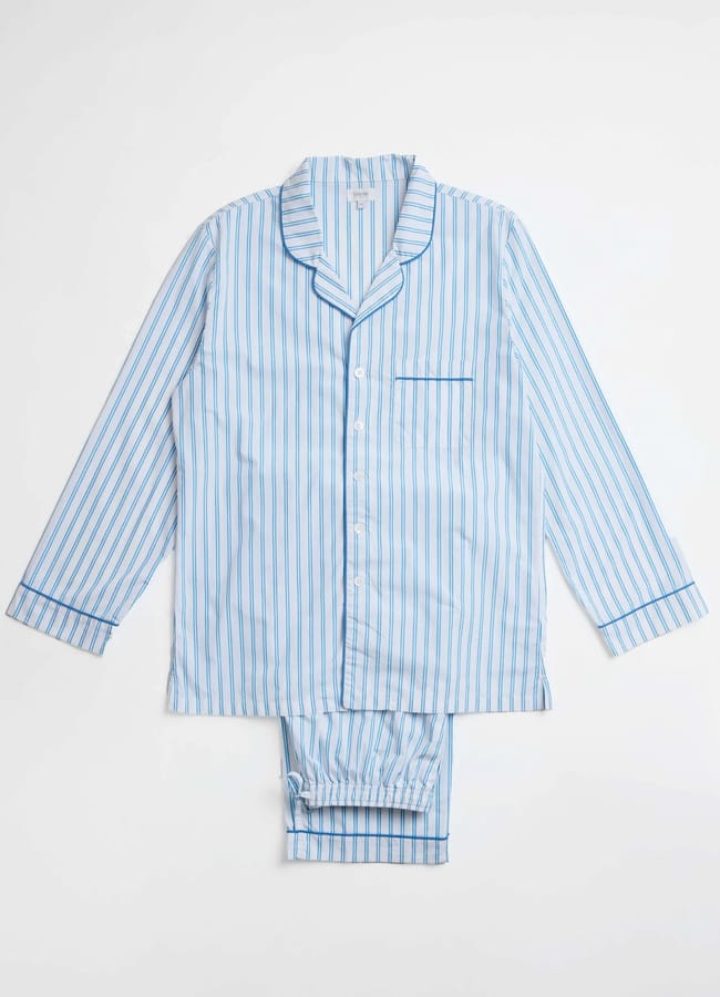Banana London Adult Blue French Stripe PJ Set