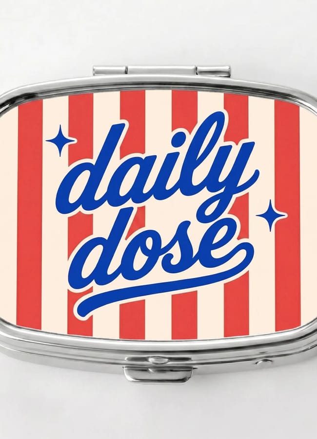 Custom Striped Pill Box - Personalized Travel Medication & Vitamin Organizer, Cute Pocket Pill Case for Hangover Kits