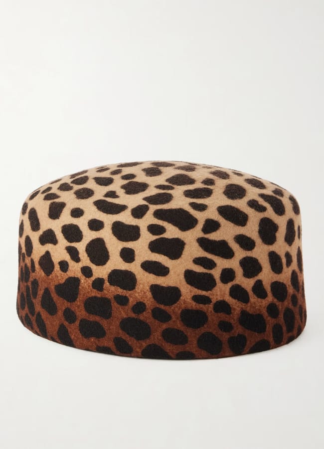 leopard print felt pillbox hat