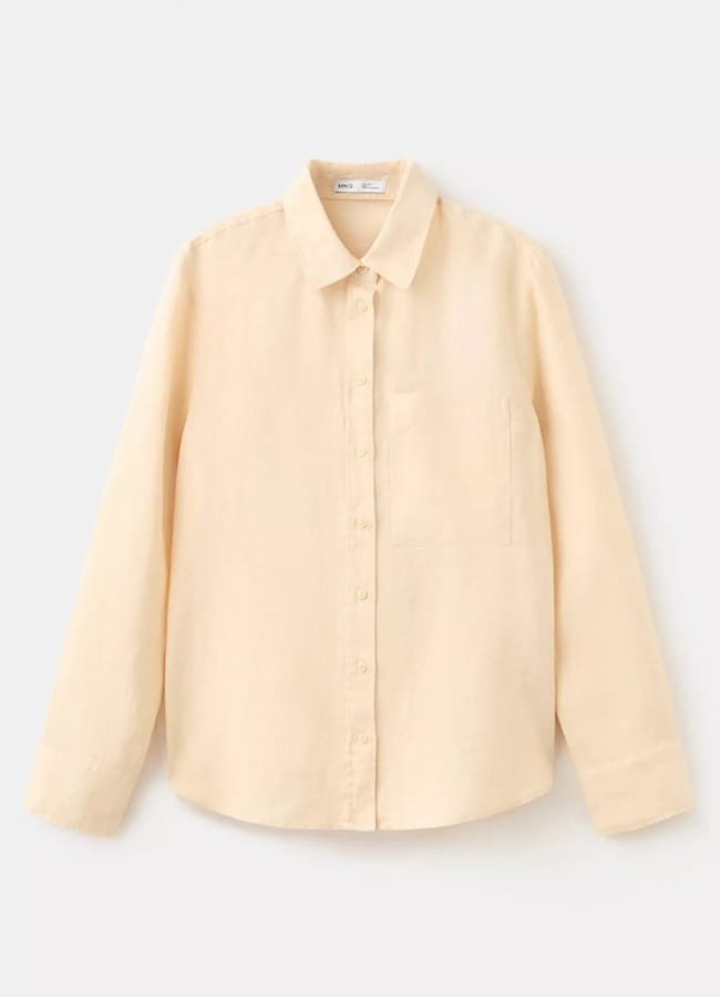 yellow relaxed fit linen shirt