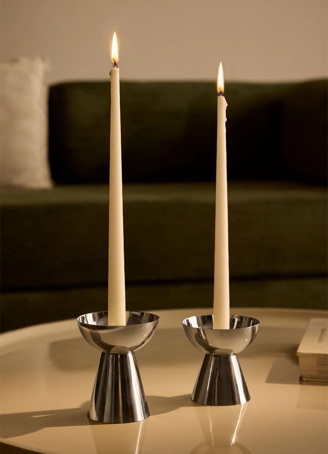 2 stainless steel Silentinan candlesticks
