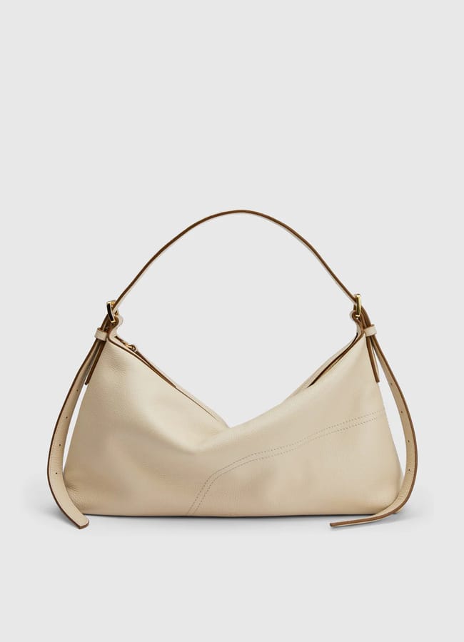 cream grained leather shoulder bag
