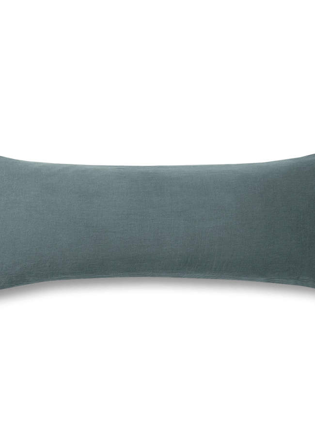 blue linen long pillow case