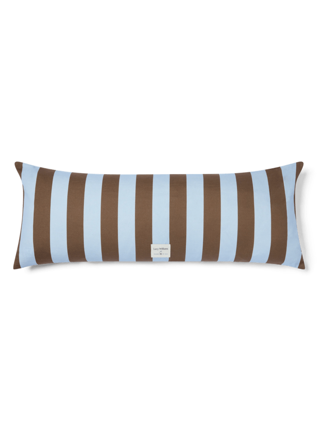 brown and blue stripe cushion