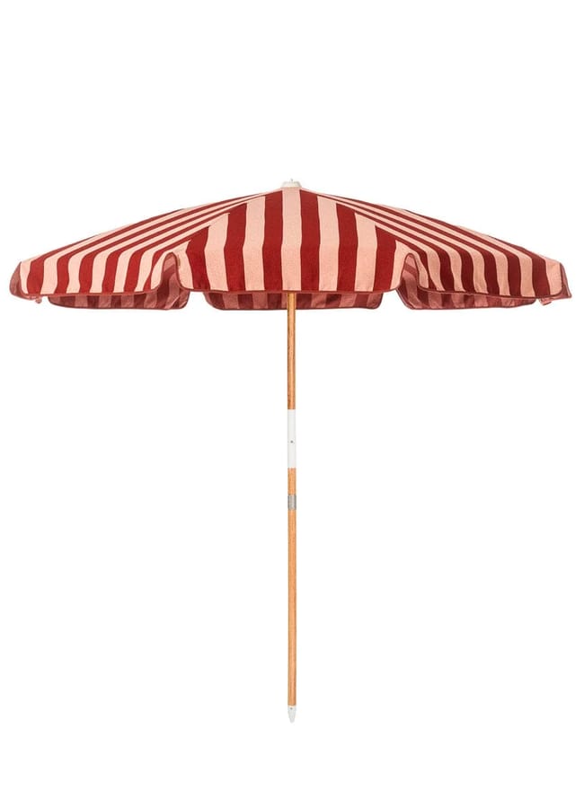 The Amalfi Umbrella for outdoor in red and pink stripe